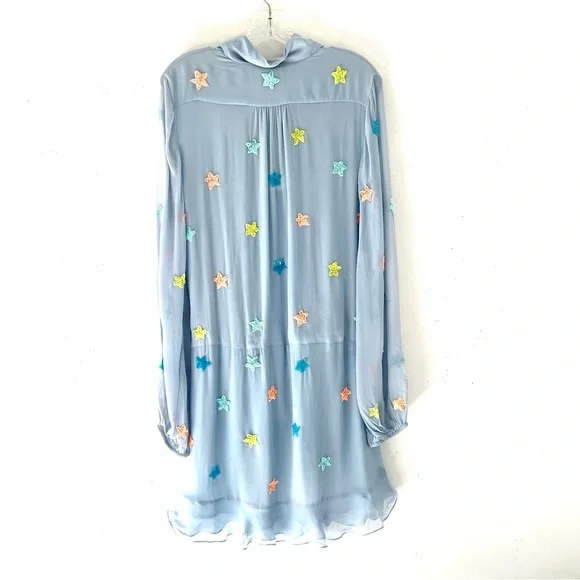 Rococo Sand Georgette Sequin Star Blue Mini Dress Size XL - Picture 10 of 13